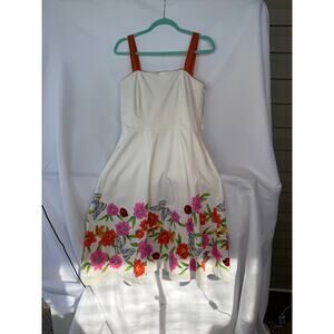 Spencer Jeremy Floral Butterfly Dress Cotton Silk Sundress Sz 8